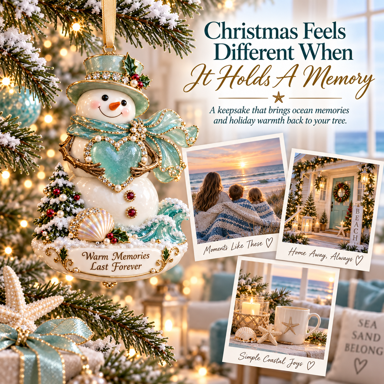 🎄Coastal Christmas Sea Glass & Shell Memory Keepsake