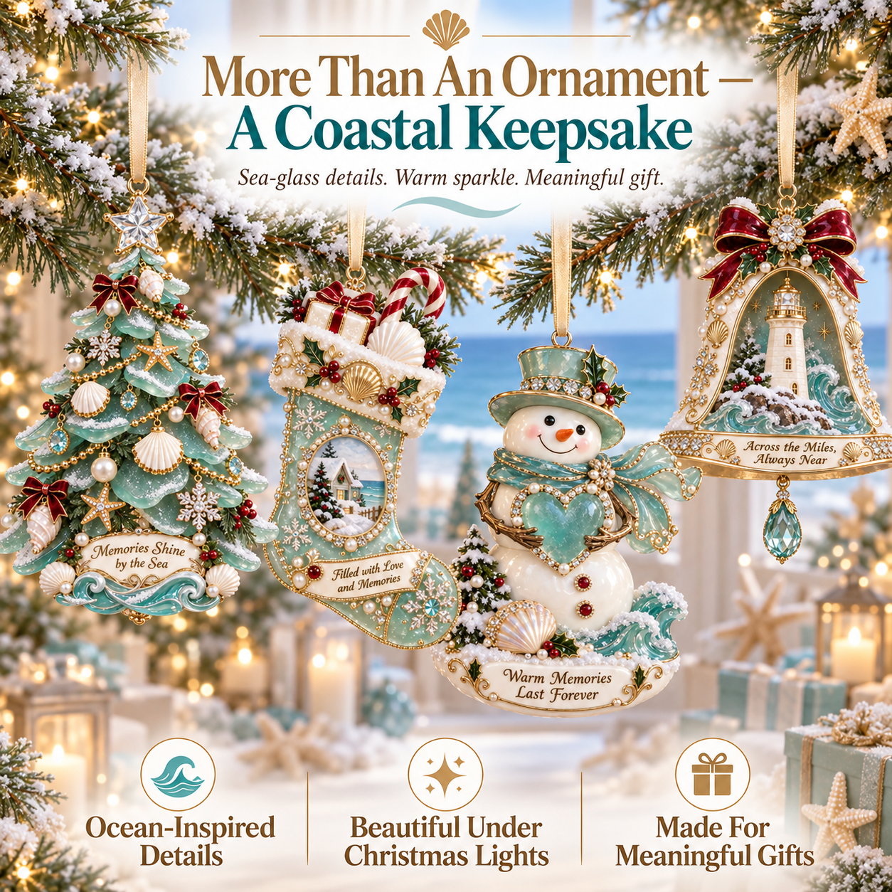 🎄Coastal Christmas Sea Glass & Shell Memory Keepsake