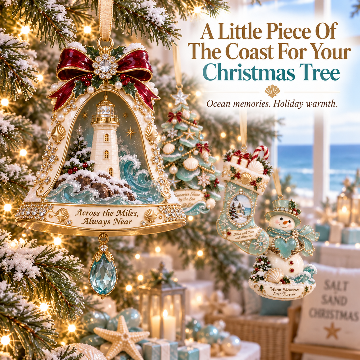 🎄Coastal Christmas Sea Glass & Shell Memory Keepsake