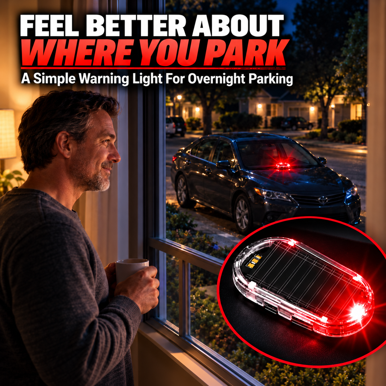 🚨 Solar-Powered Fake Car Alarm LED – Flashing Deterrent Light, No Wiring