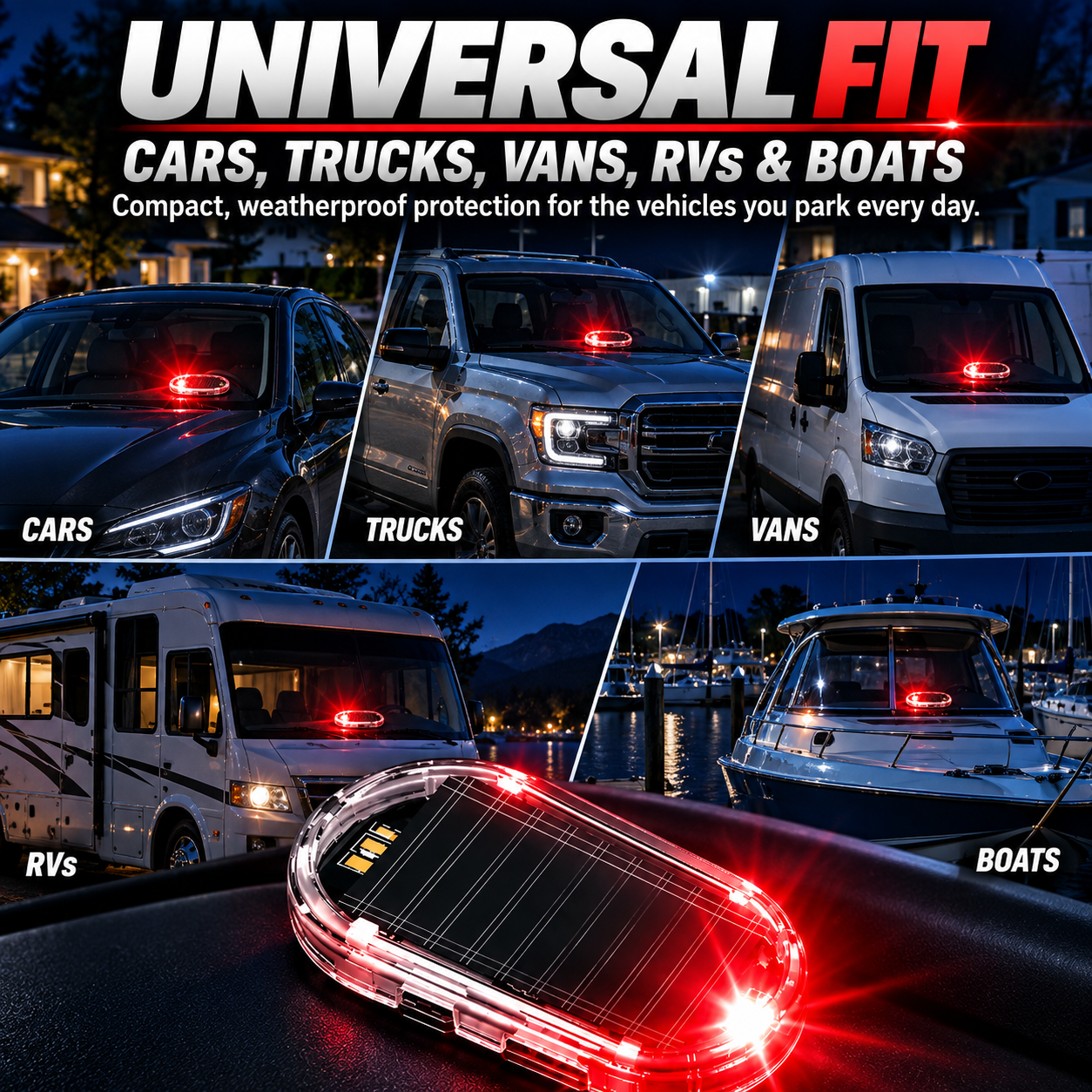 🚨 Solar-Powered Fake Car Alarm LED – Flashing Deterrent Light, No Wiring