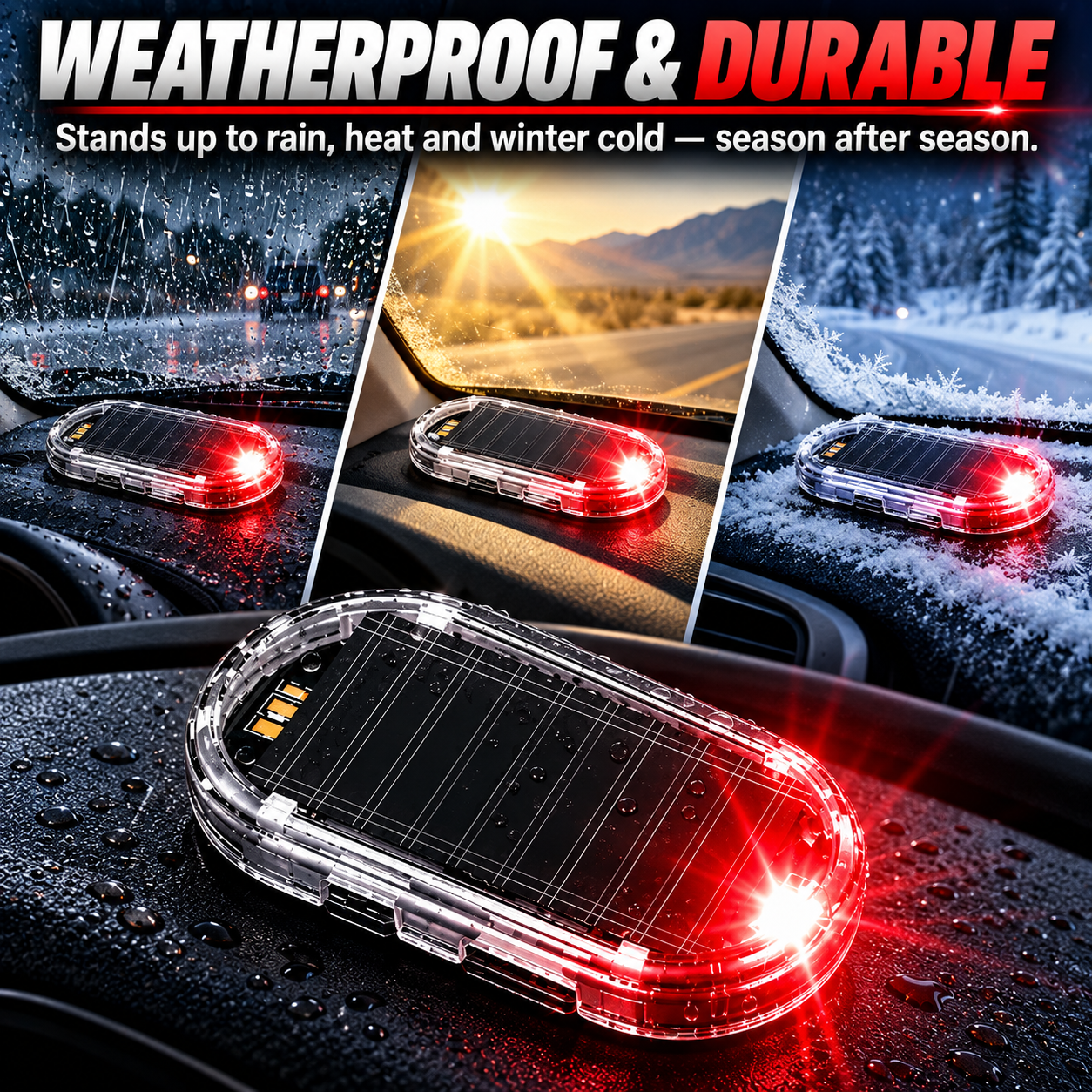 🚨 Solar-Powered Fake Car Alarm LED – Flashing Deterrent Light, No Wiring