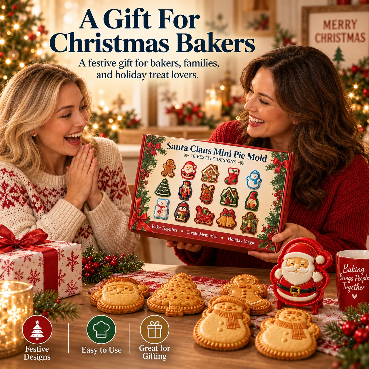 🔥Only $12.99 Last Day Promotion!✨ 🎄16-Design Christmas Mini Pie Mold Collection 🥧