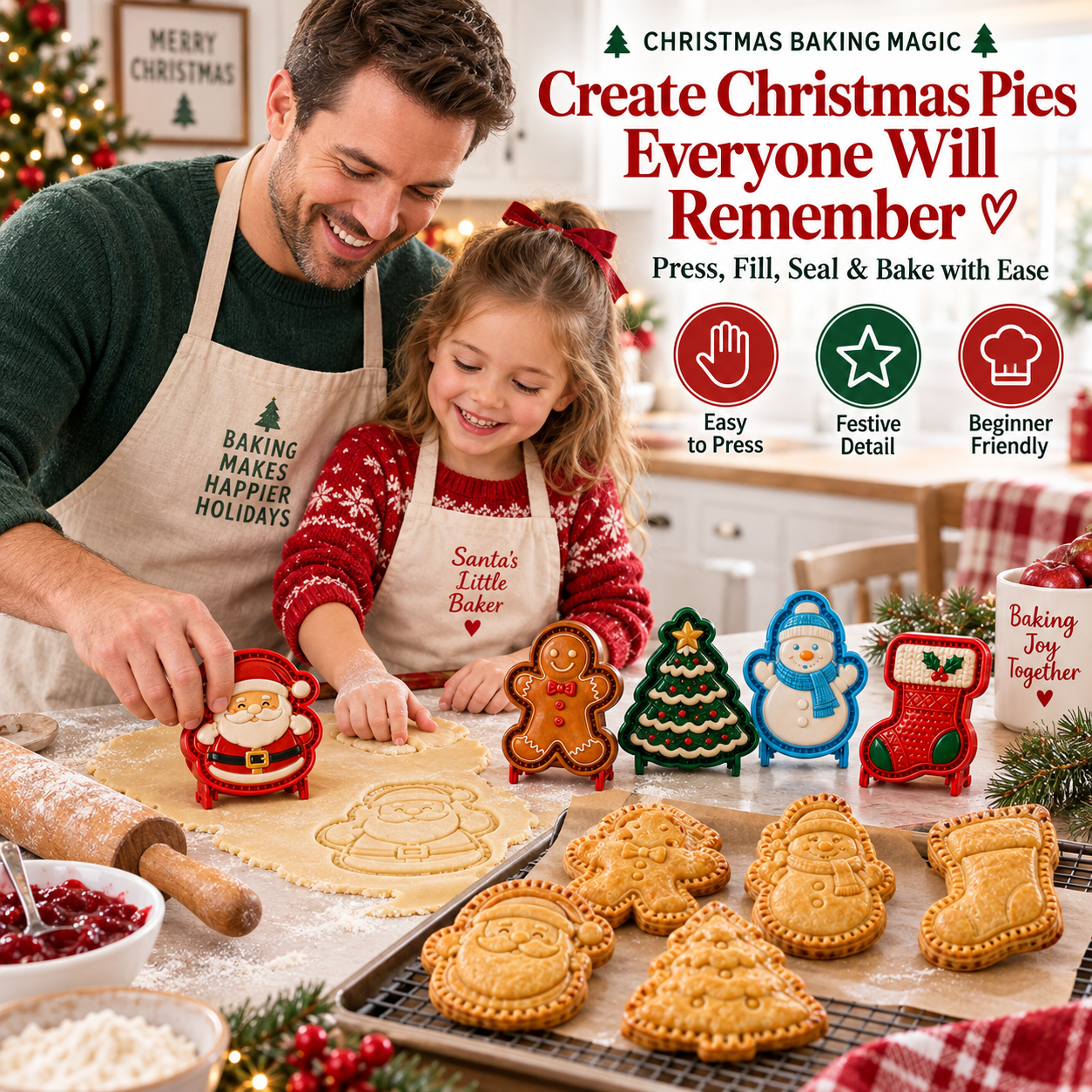 🔥Only $12.99 Last Day Promotion!✨ 🎄16-Design Christmas Mini Pie Mold Collection 🥧