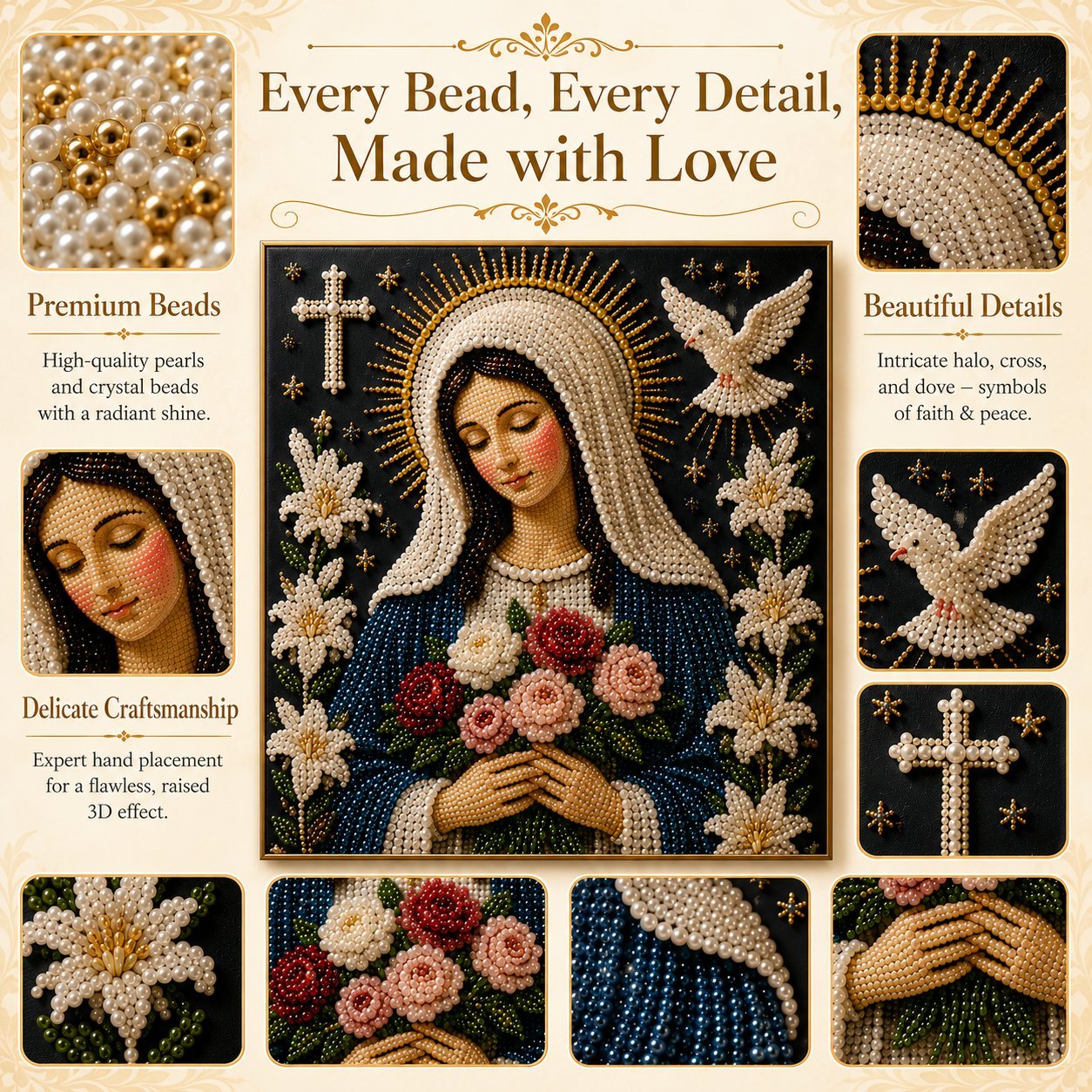 Last Day Promo: 70% OFF🙏 Divine Pearl Bead Virgin Mary Icon – A Peaceful DIY Faith Art Gift ✨