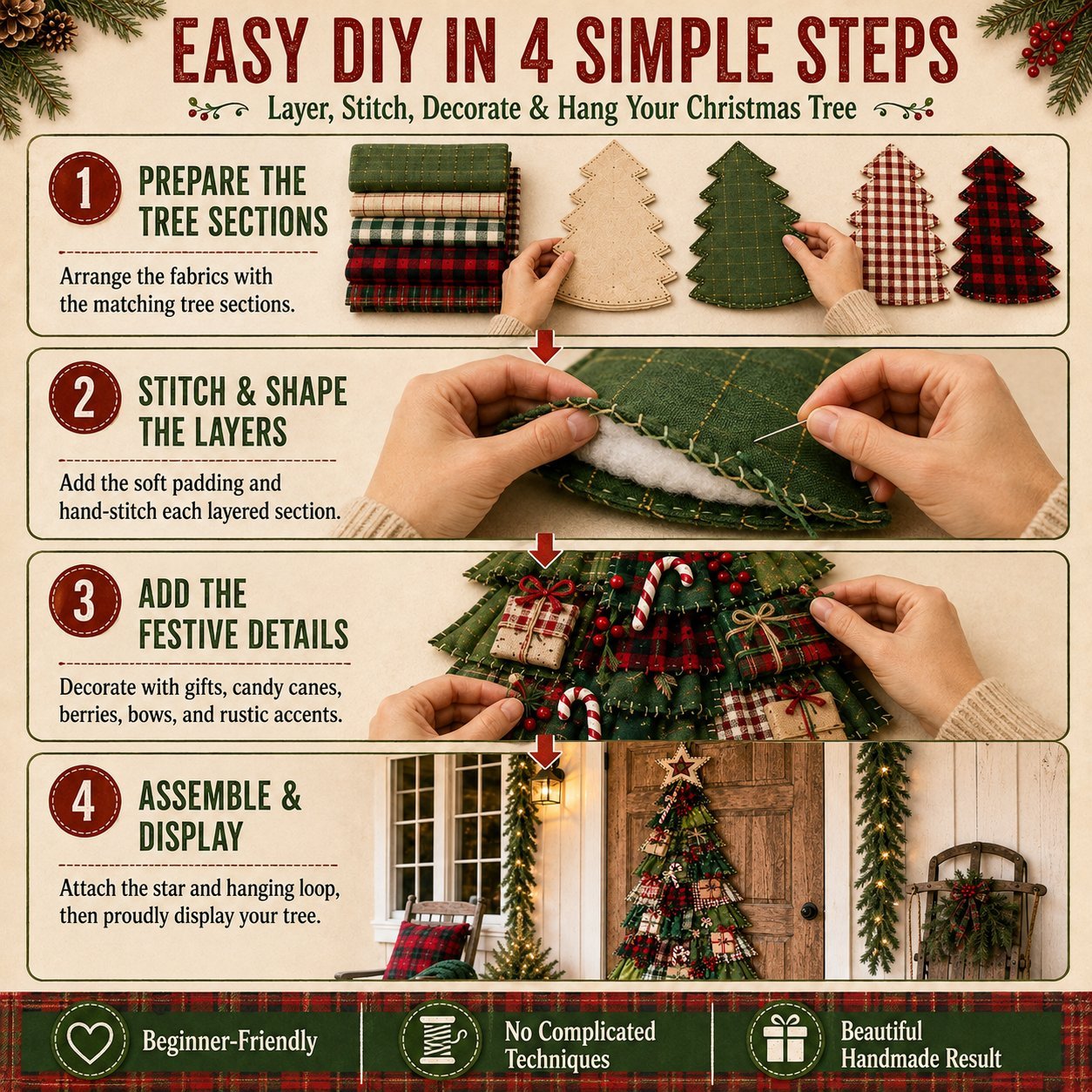 🎄DIY Oversized Patchwork Christmas Tree Door Hanging Kit