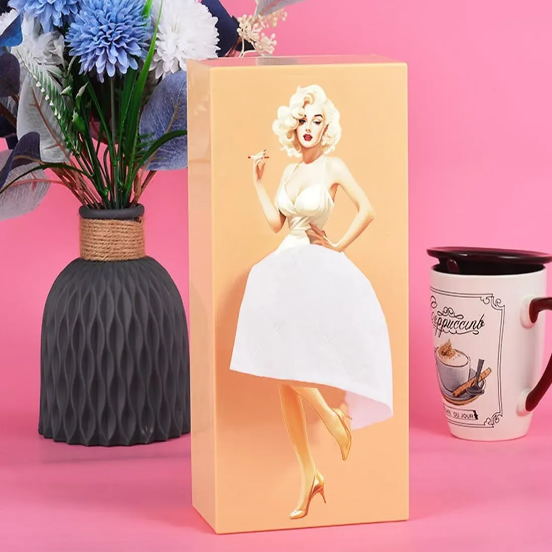 Tissue Box, Reusable Cartoon Creative Retro Pop Art Paper Towel Holder