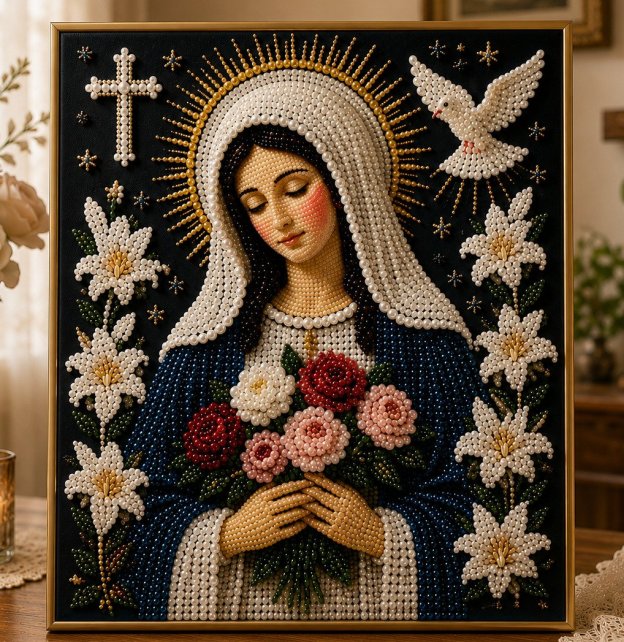 Last Day Promo: 70% OFF🙏 Divine Pearl Bead Virgin Mary Icon – A Peaceful DIY Faith Art Gift ✨