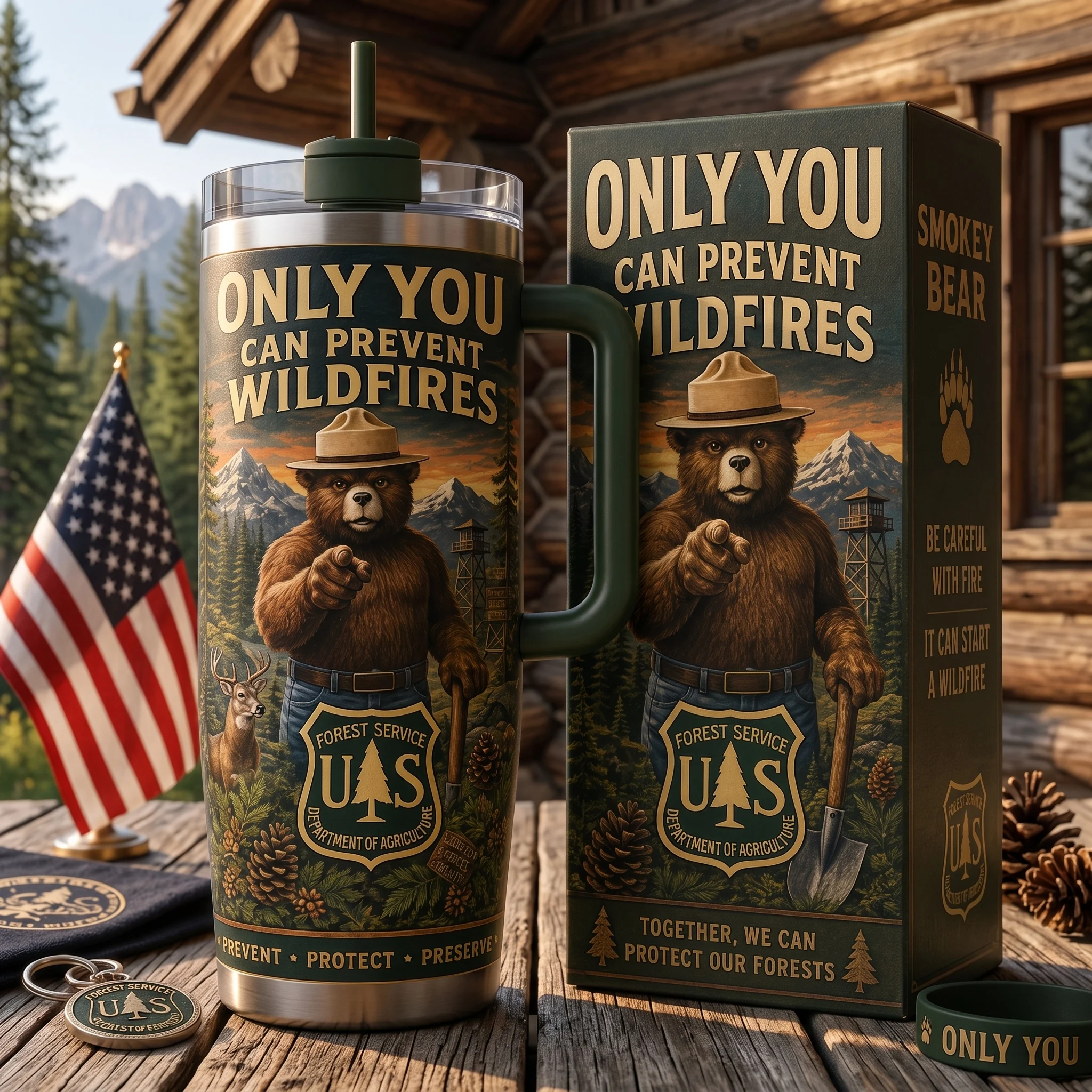 🇺🇸 Last Day Promo: 49% OFF - 🐻USFS Only You Can Prevent Wildfires Stainless Steel Tumbler🌲