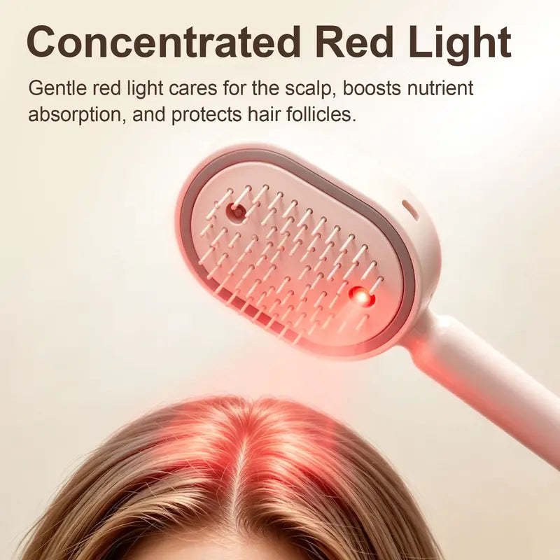Electric Spray Air Cushion Massage Comb – Self-Cleaning Anti-Tangle Essential Oil Mist Hair Care Comb