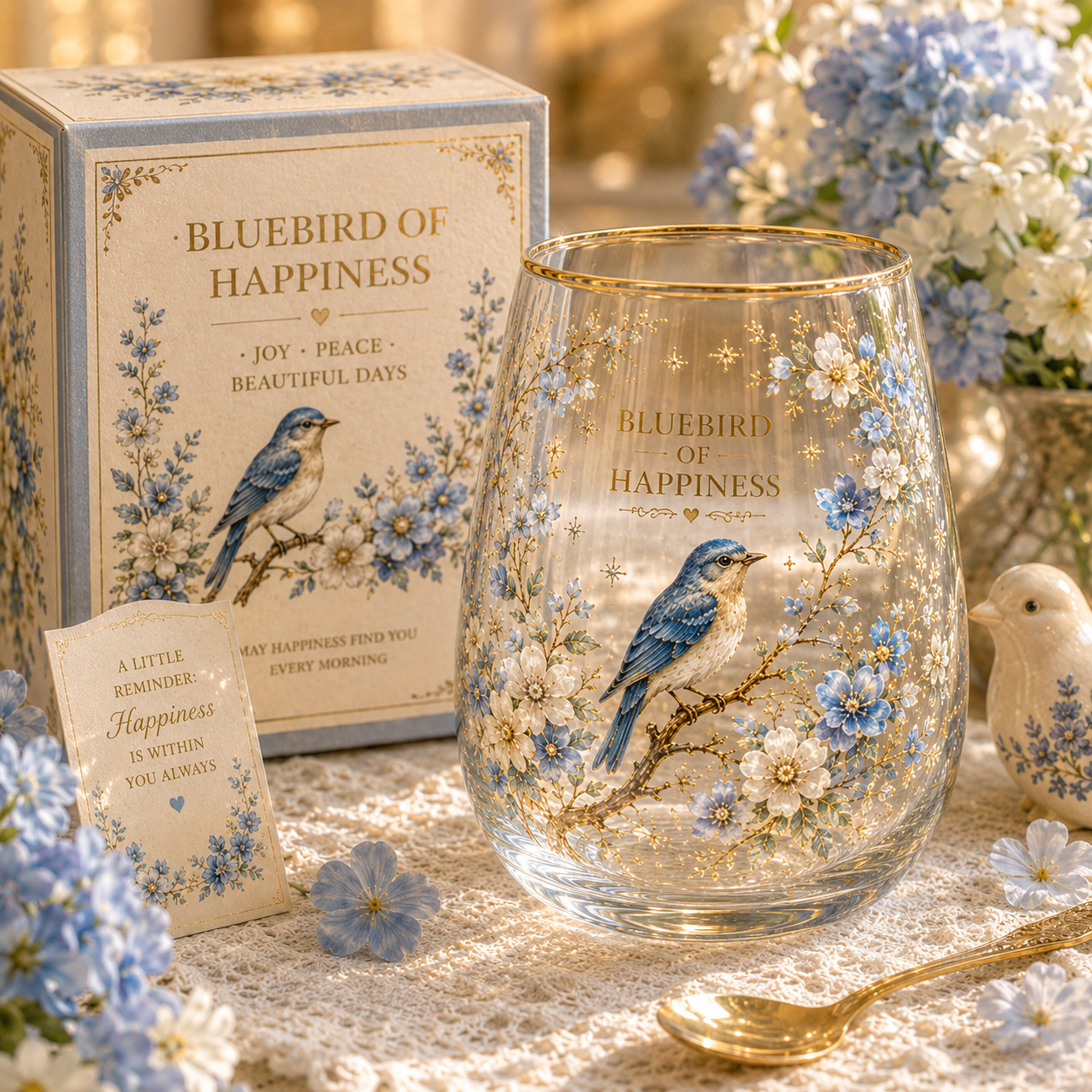 🕊️ BLUEBIRD OF HAPPINESS Glass Cup