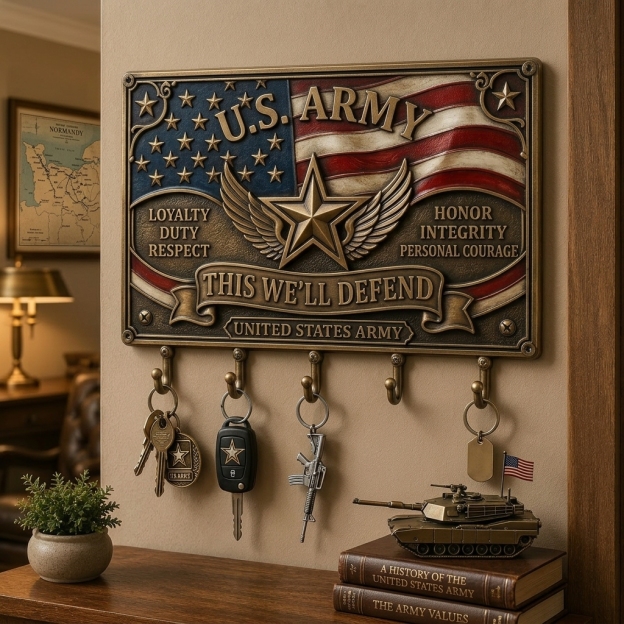 🇺🇸 U.S. Military Patriotic Wall Key Holder