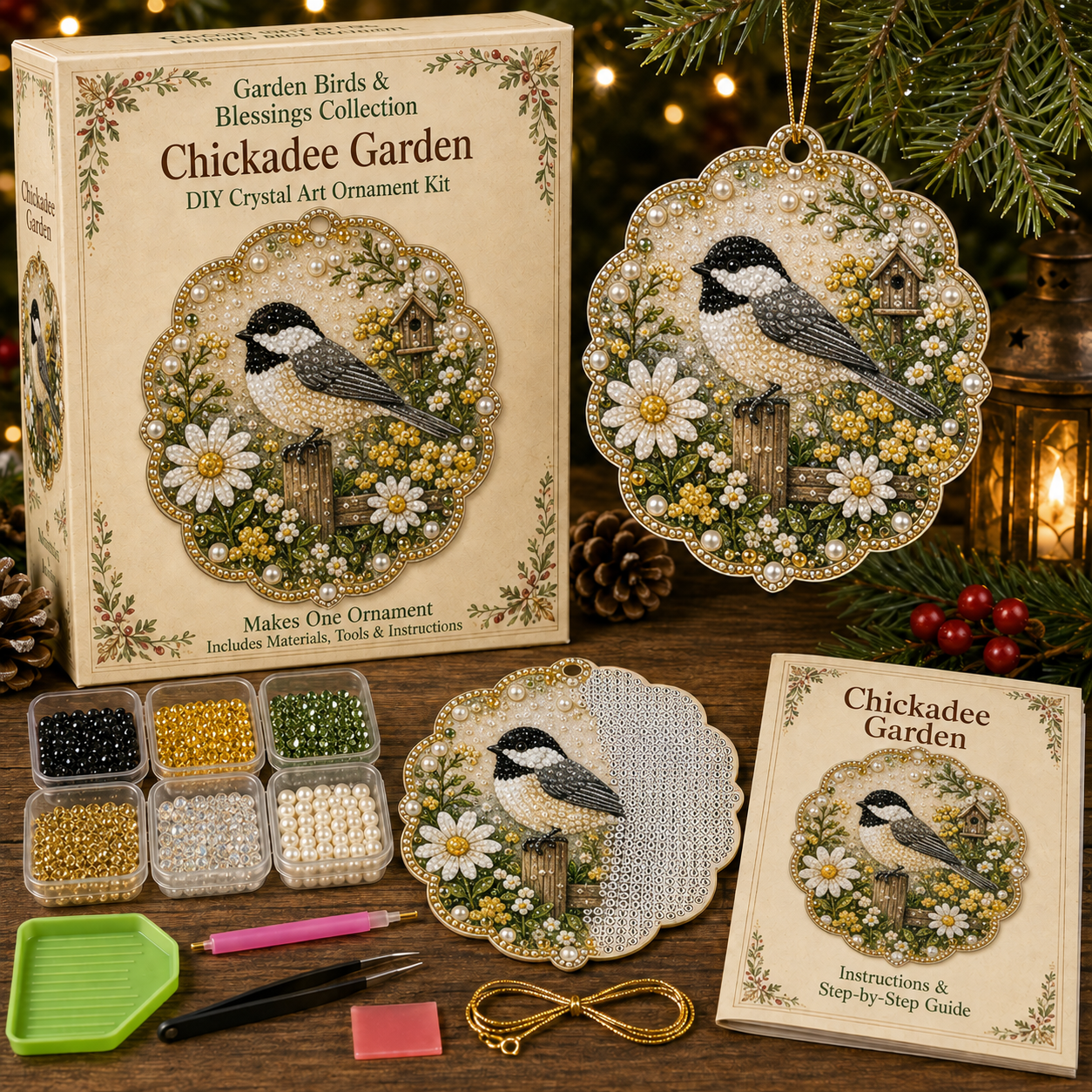 🐦 Garden Birds & Blessings Pearl Diamond Art Hanging Ornament Kit