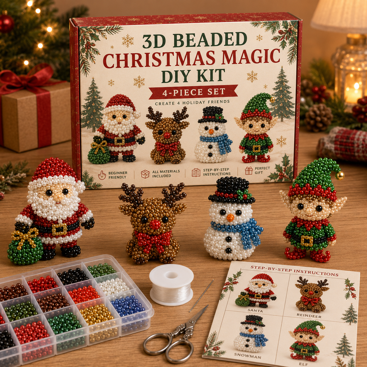 🔥 LAST DAY! Get 60% OFF Christmas Early Bird Special 🎄 3D Beaded Christmas Icons DIY Kit