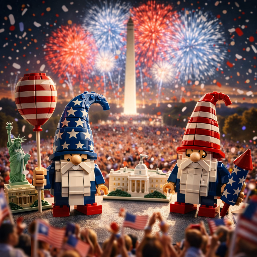 🇺🇸 Limited Edition 2026 | America 250th Anniversary: Patriotic Star-Spangled Gnome Building Set