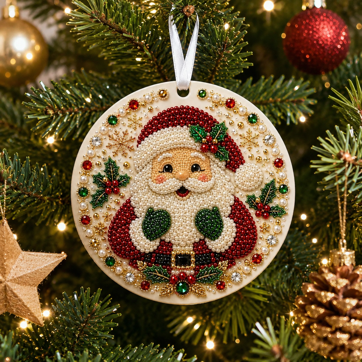🌲✨ DIY Pearl & Gem Christmas Ornament Collection