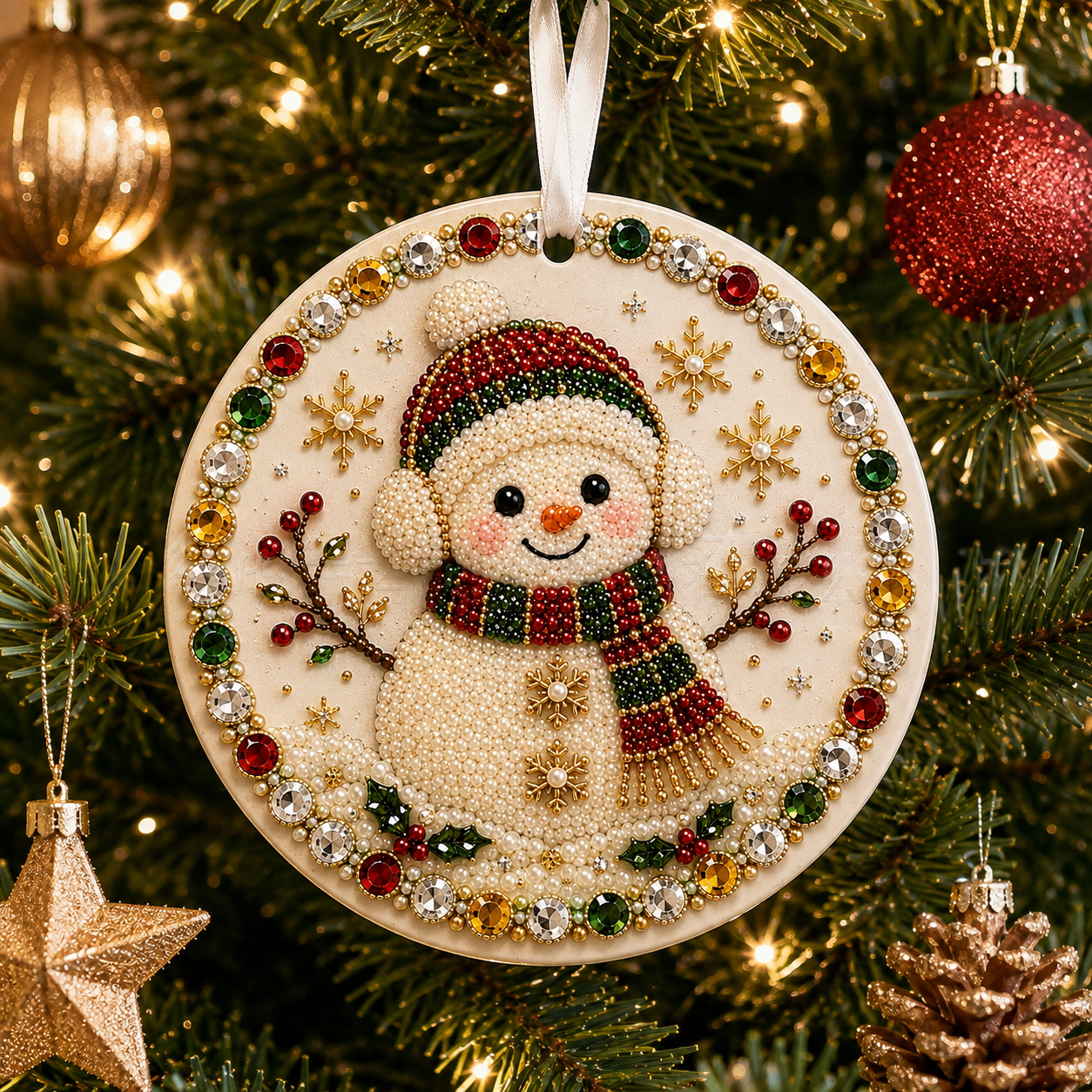 🌲✨ DIY Pearl & Gem Christmas Ornament Collection
