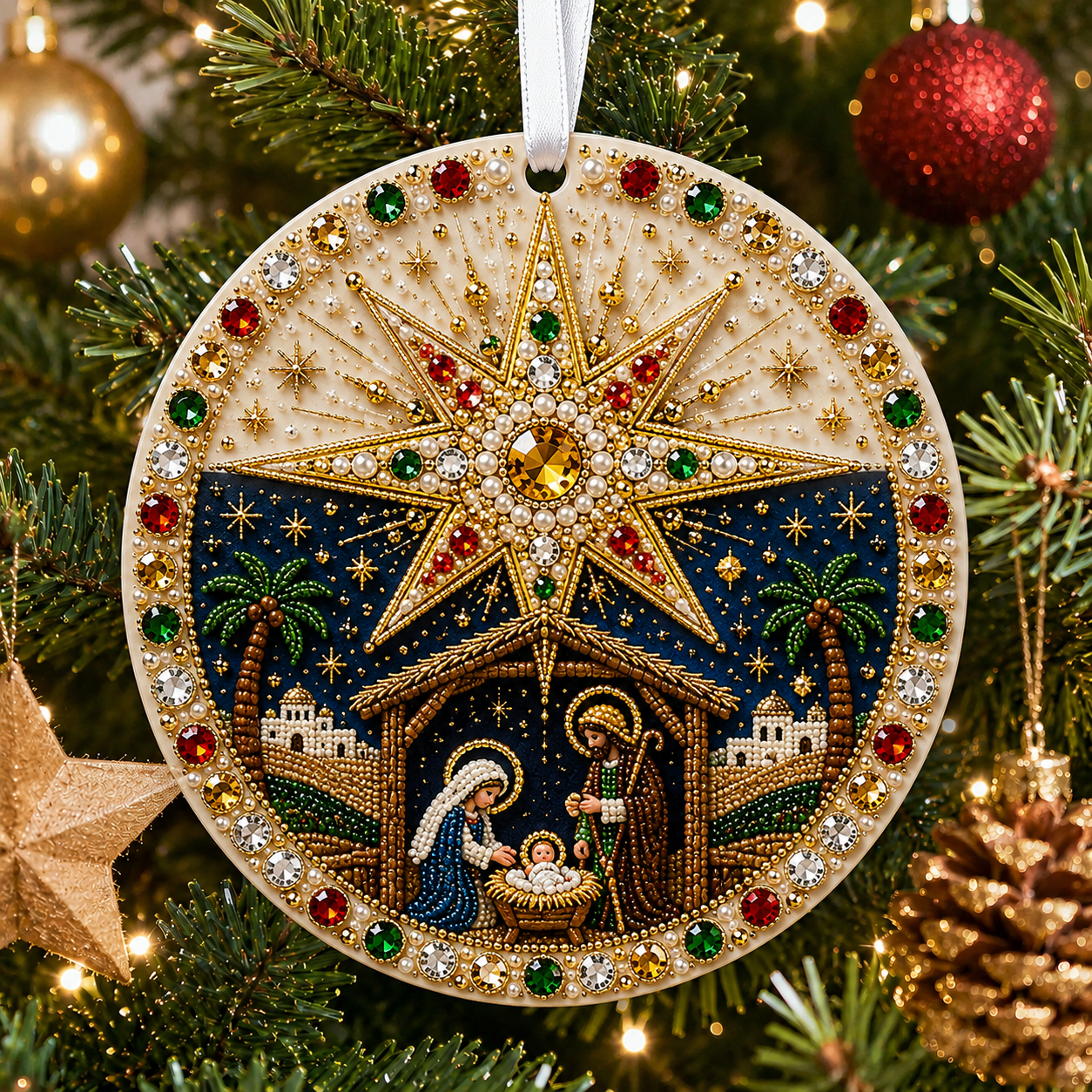 🌲✨ DIY Pearl & Gem Christmas Ornament Collection