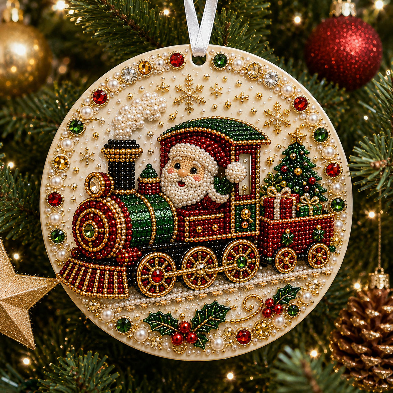🌲✨ DIY Pearl & Gem Christmas Ornament Collection