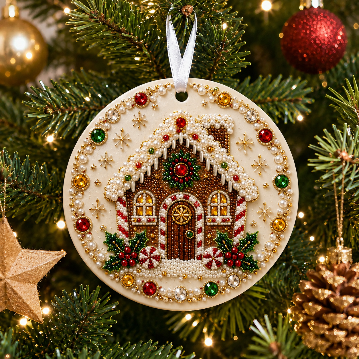 🌲✨ DIY Pearl & Gem Christmas Ornament Collection