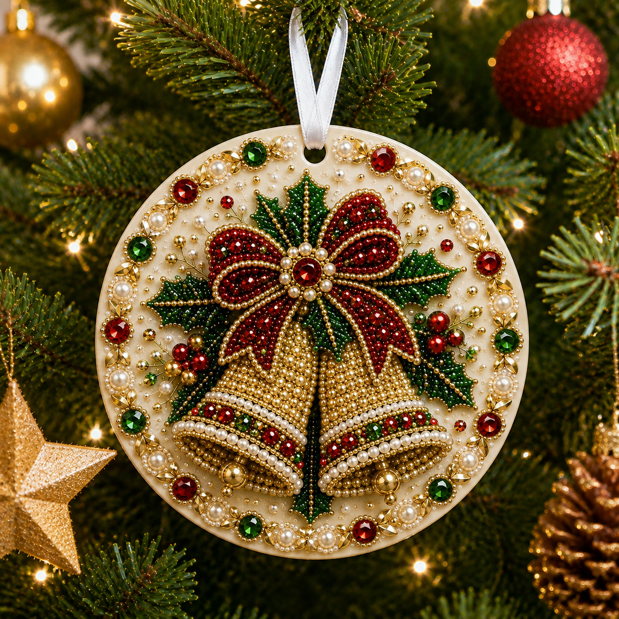 🌲✨ DIY Pearl & Gem Christmas Ornament Collection