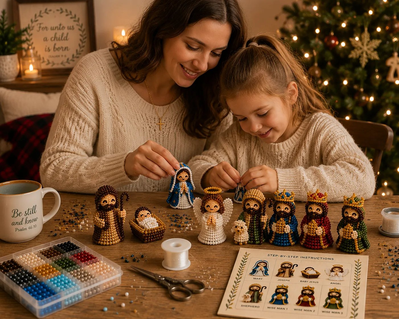 ✝️3D Beaded Nativity Collection DIY Kit –– Handmade Christmas Faith Craft Set (8-Piece Set)