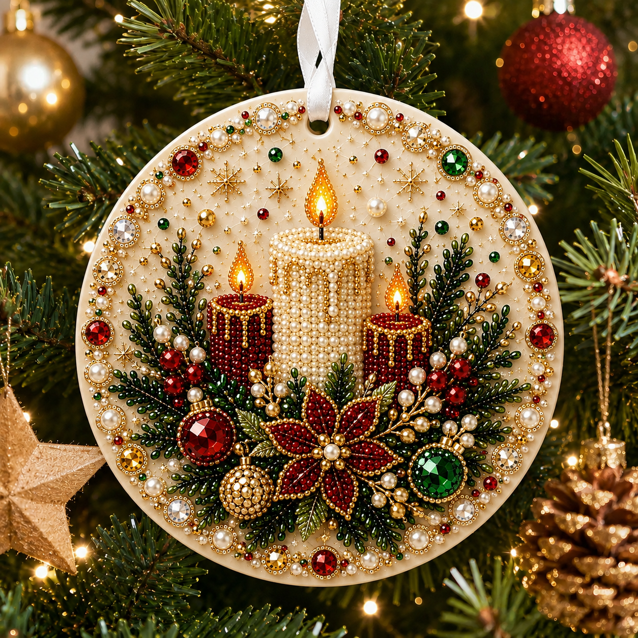 🌲✨ DIY Pearl & Gem Christmas Ornament Collection