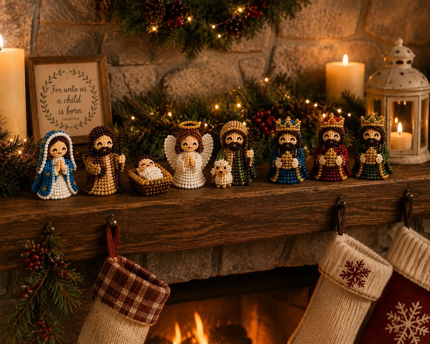 ✝️3D Beaded Nativity Collection DIY Kit –– Handmade Christmas Faith Craft Set (8-Piece Set)