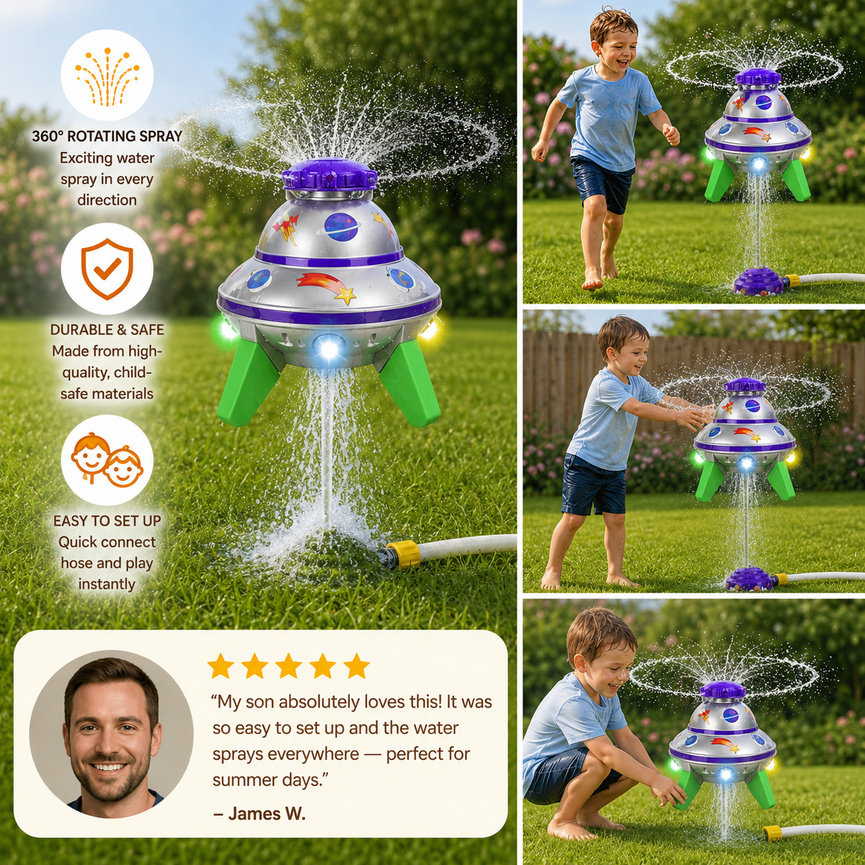 🛸LAST DAY 70% OFF — Flying Rocket Water Sprinkler Outdoor Toy for Kids