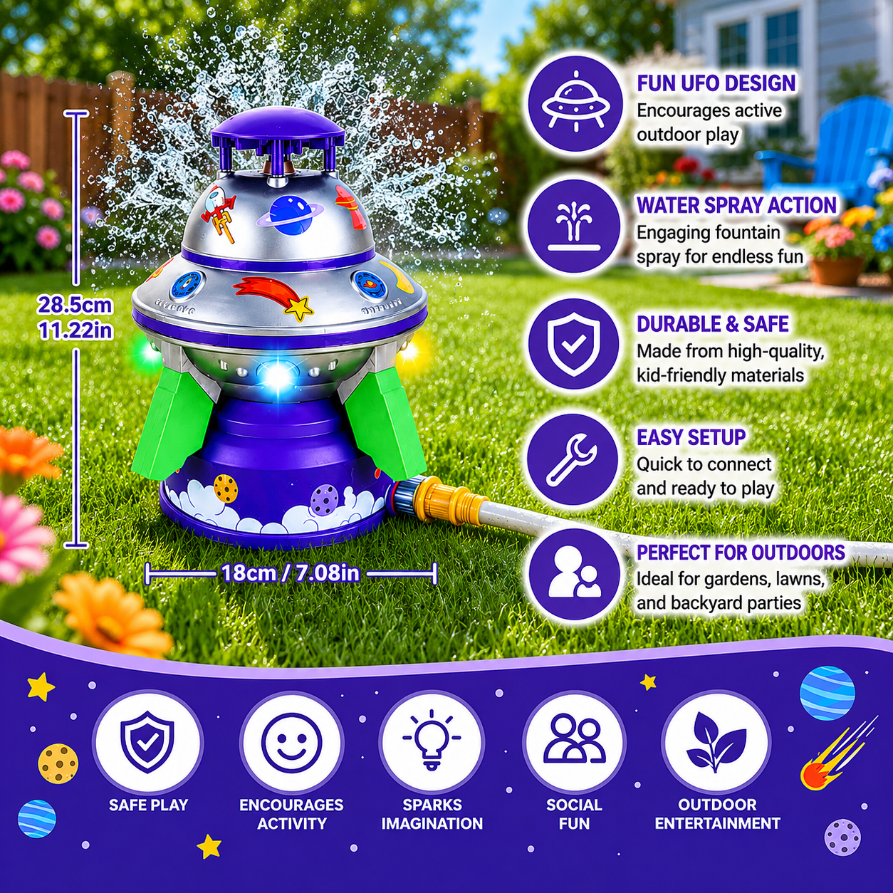 🛸LAST DAY 70% OFF — Flying Rocket Water Sprinkler Outdoor Toy for Kids