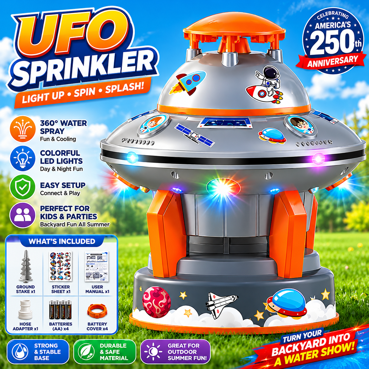 🛸LAST DAY 70% OFF — Flying Rocket Water Sprinkler Outdoor Toy for Kids