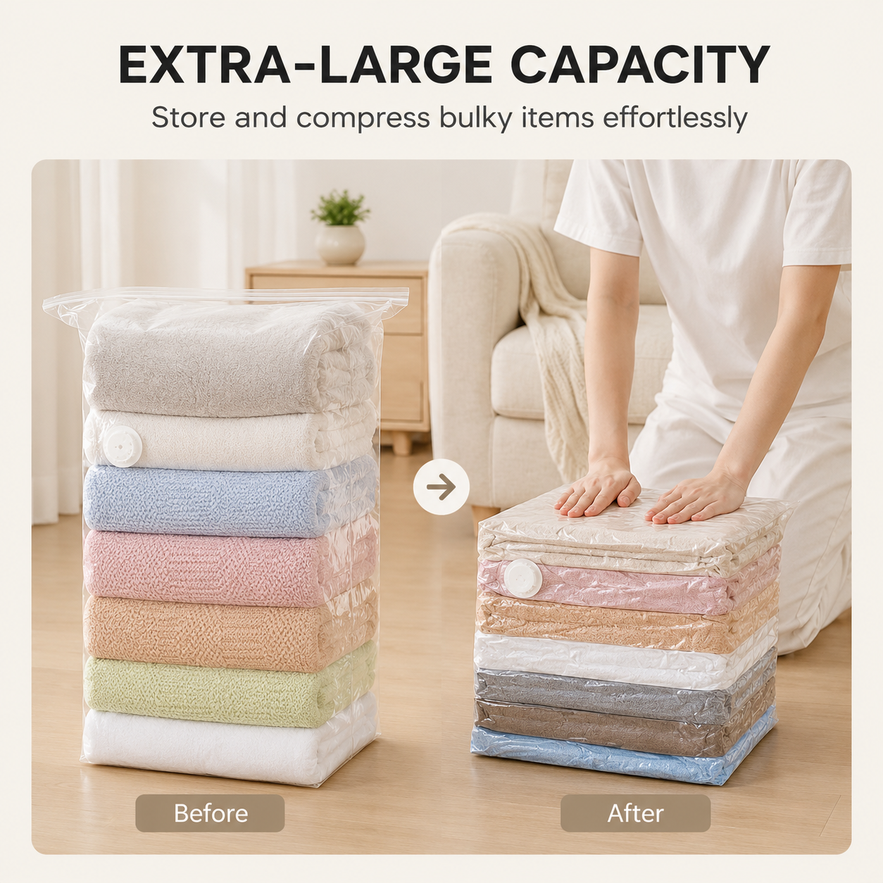 📦 Large-Capacity Vacuum Bags – No Pump Needed! 💨✨