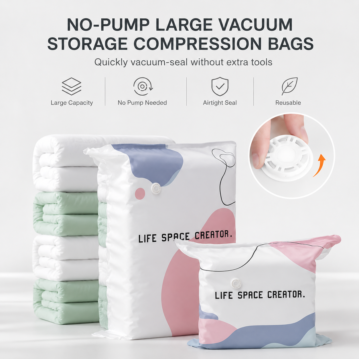 📦 Large-Capacity Vacuum Bags – No Pump Needed! 💨✨