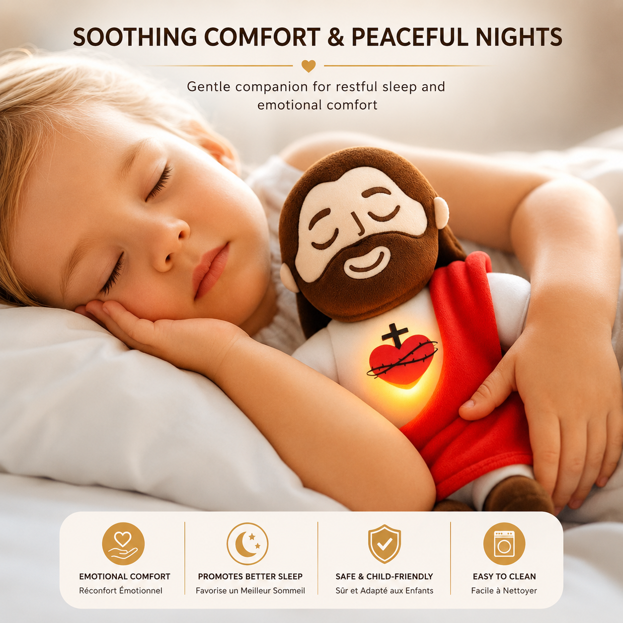 ✝️ Calming Jesus Plush™ — Breathing Plush with Soothing Music & Gentle Light