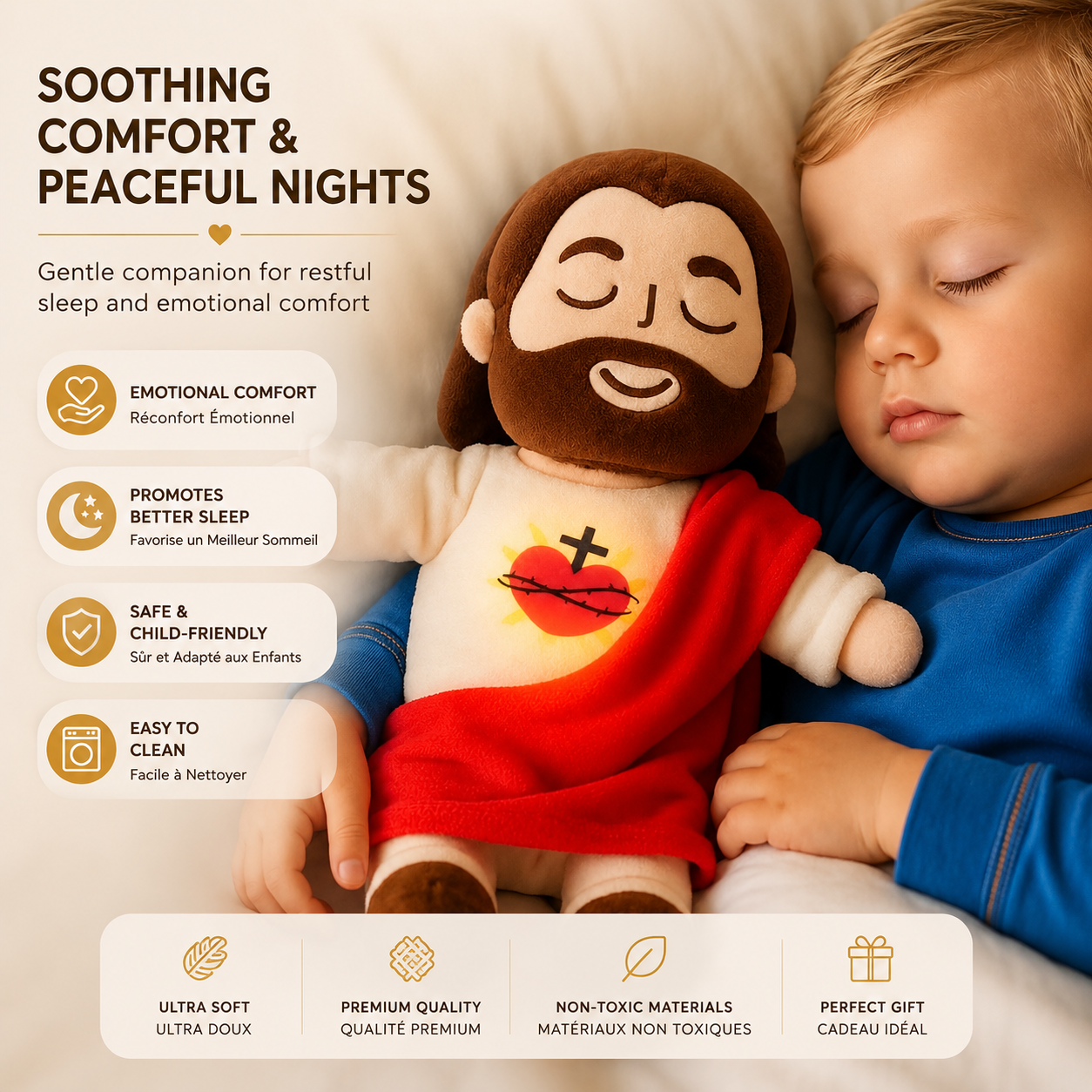 ✝️ Calming Jesus Plush™ — Breathing Plush with Soothing Music & Gentle Light