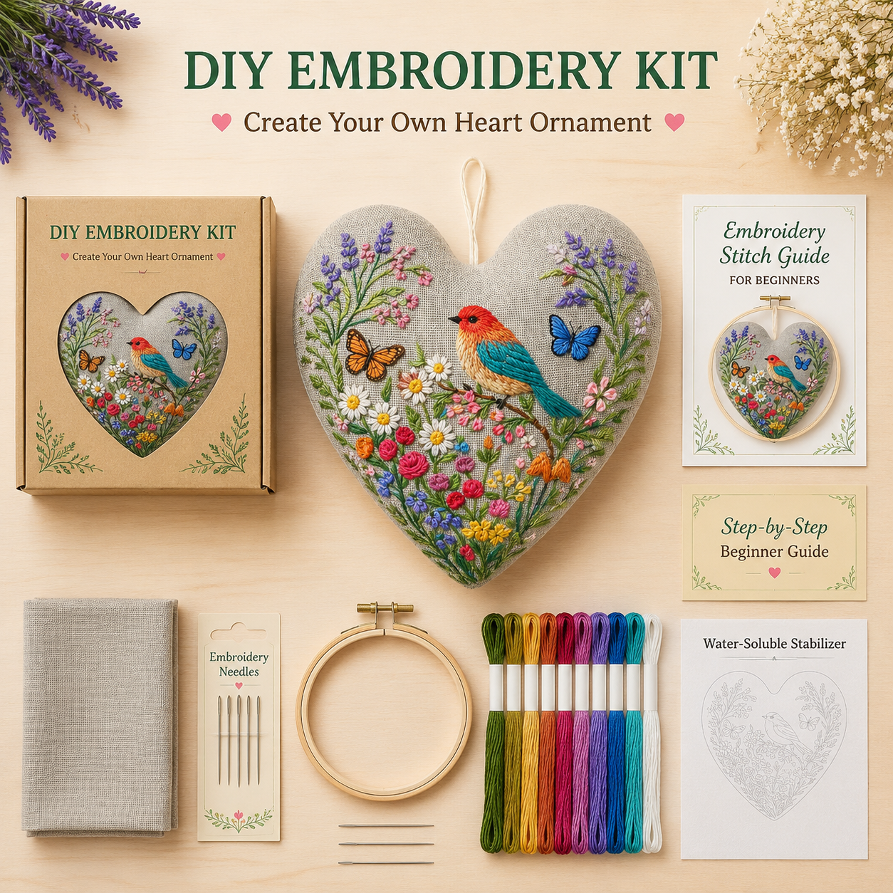 💕Today's Sale Price - Handmade Heart Ornament Embroidery Kit™