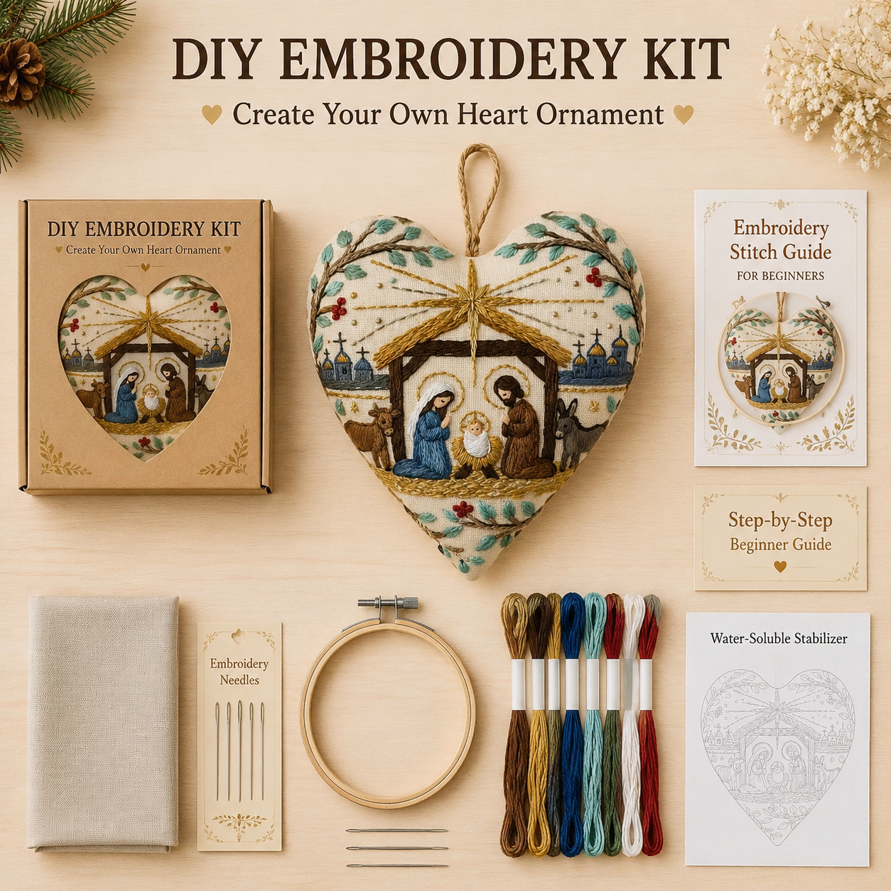 💕Today's Sale Price - Handmade Heart Ornament Embroidery Kit™