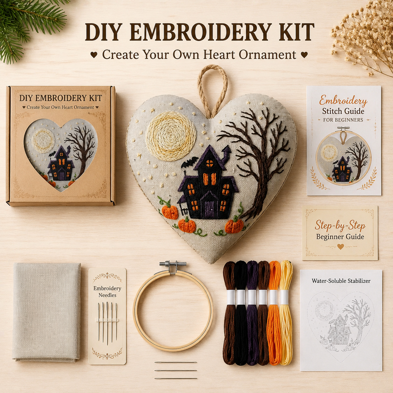 💕Today's Sale Price - Handmade Heart Ornament Embroidery Kit™