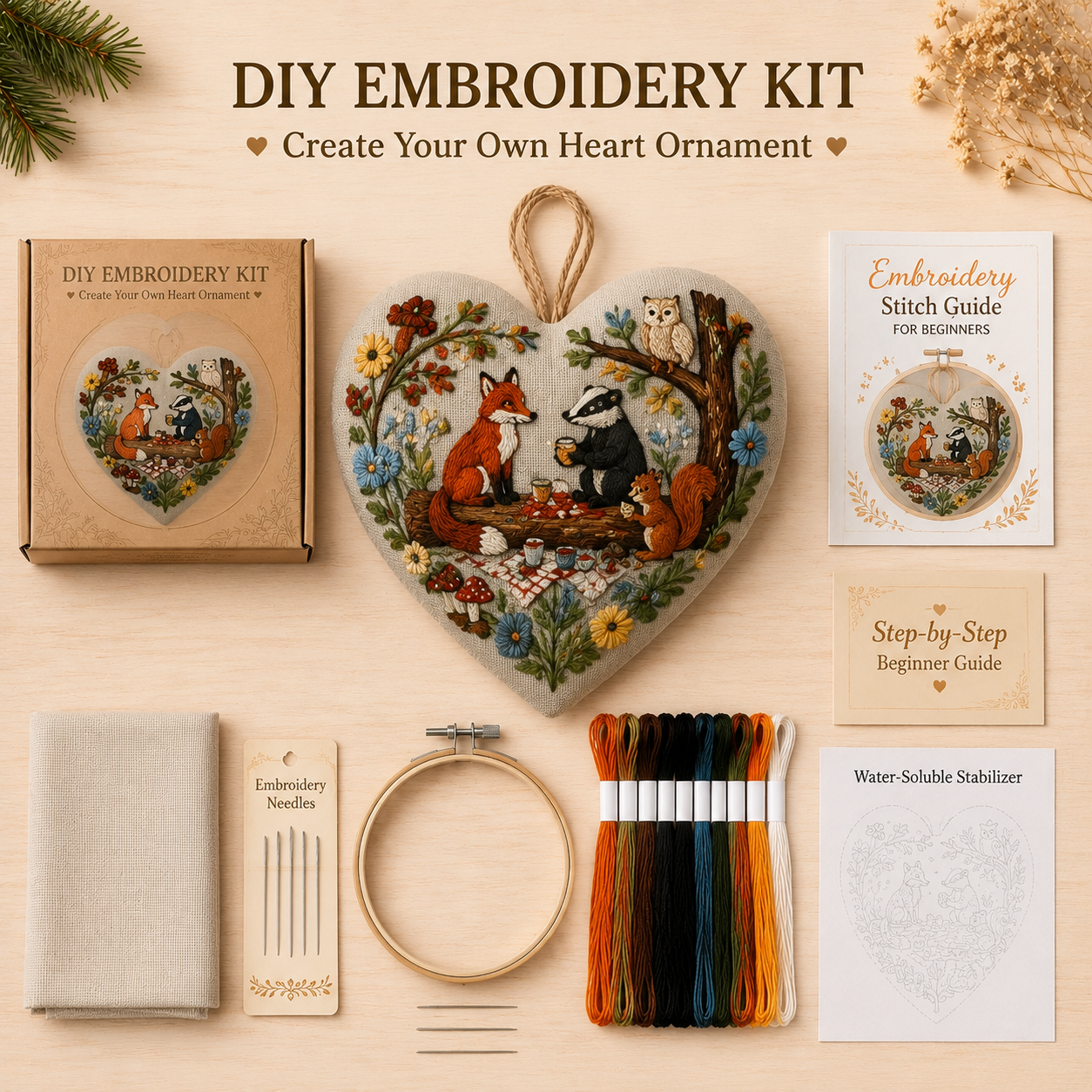 💕Today's Sale Price - Handmade Heart Ornament Embroidery Kit™