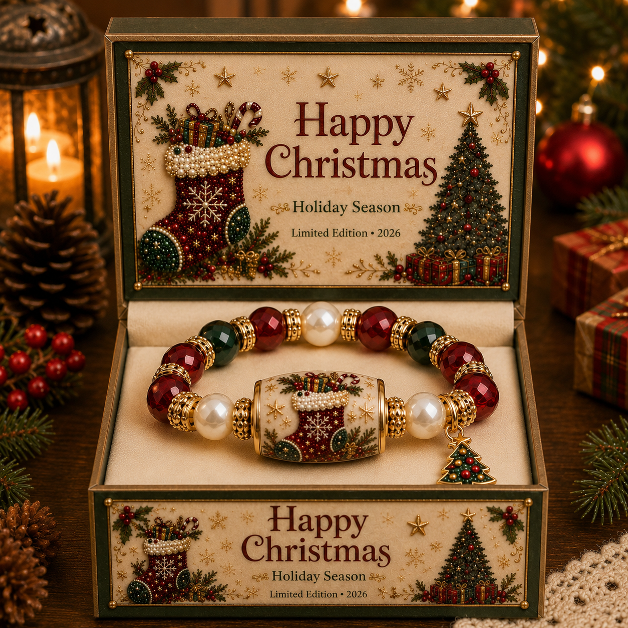 💥 Last Day 75% OFF – 🎄 Christmas Good Luck Blessing Stone Bracelet