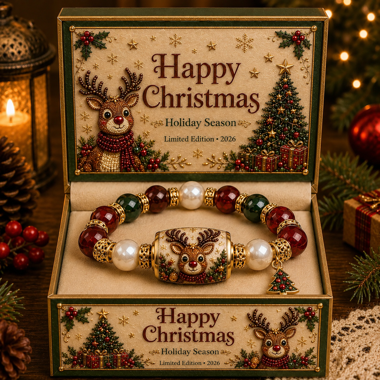 💥 Last Day 75% OFF – 🎄 Christmas Good Luck Blessing Stone Bracelet