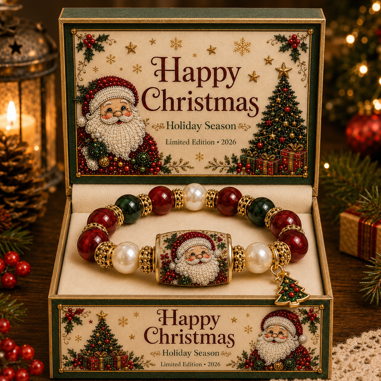 💥 Last Day 75% OFF – 🎄 Christmas Good Luck Blessing Stone Bracelet