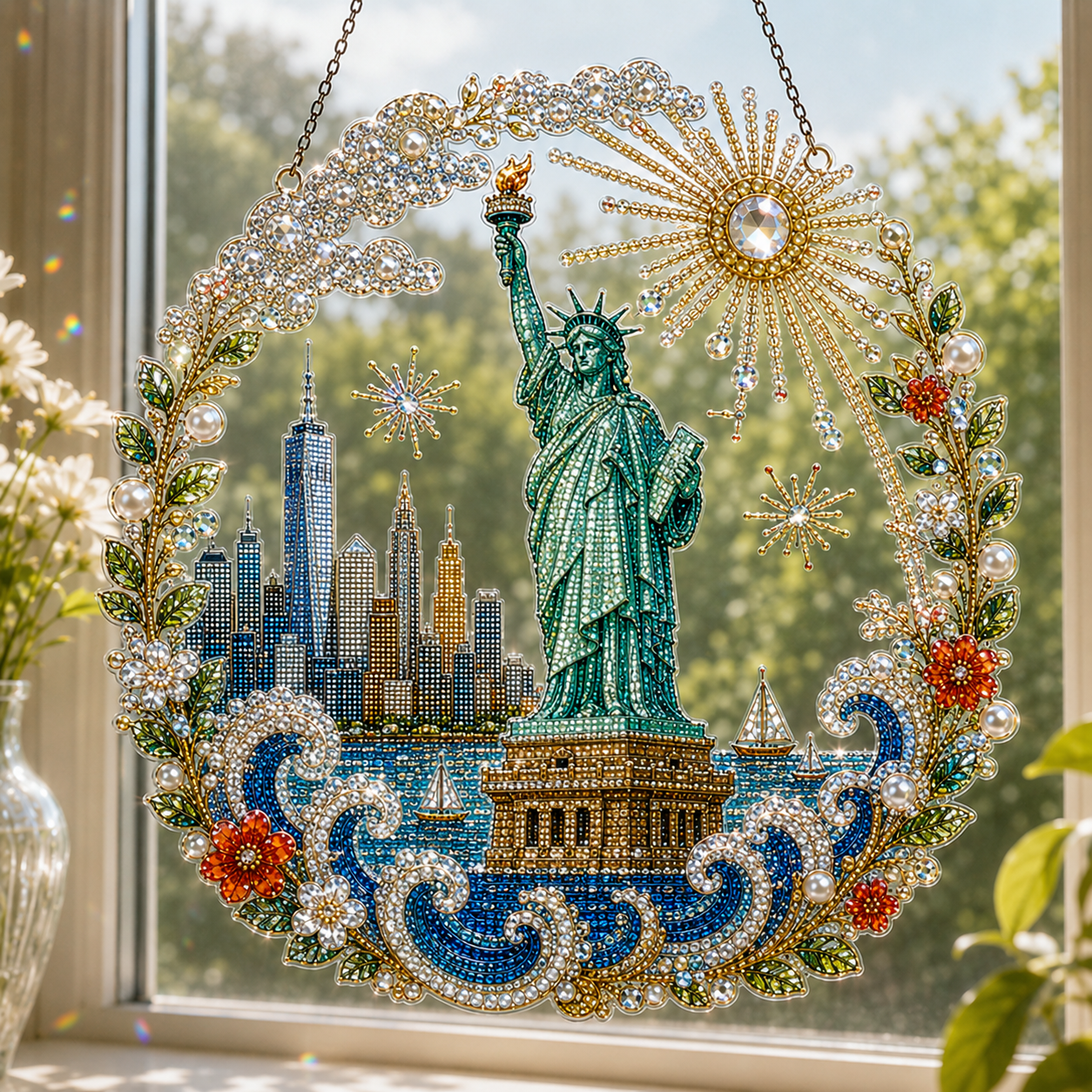 ☀️LAST DAY 70% OFF🌈 - DIY America Landmark Crystal Diamond Hanging Ornament