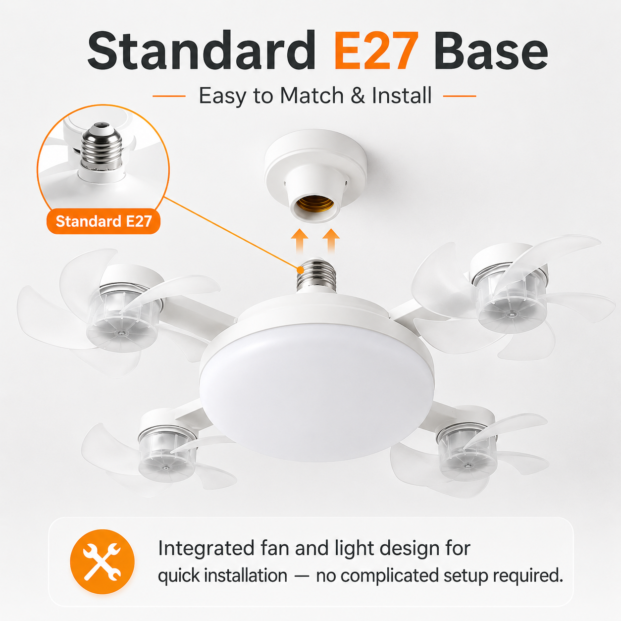 🔥LAST DAY 70% OFF🔥 2-in-1 E27 Ceiling Fan Light with Remote Control