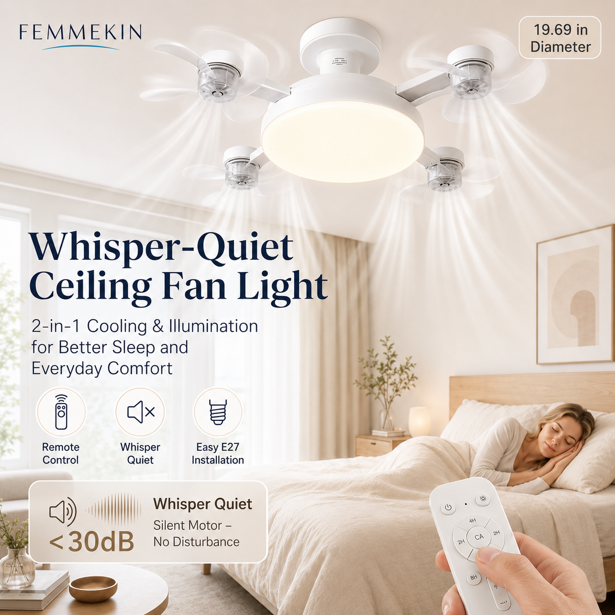 🔥LAST DAY 70% OFF🔥 2-in-1 E27 Ceiling Fan Light with Remote Control