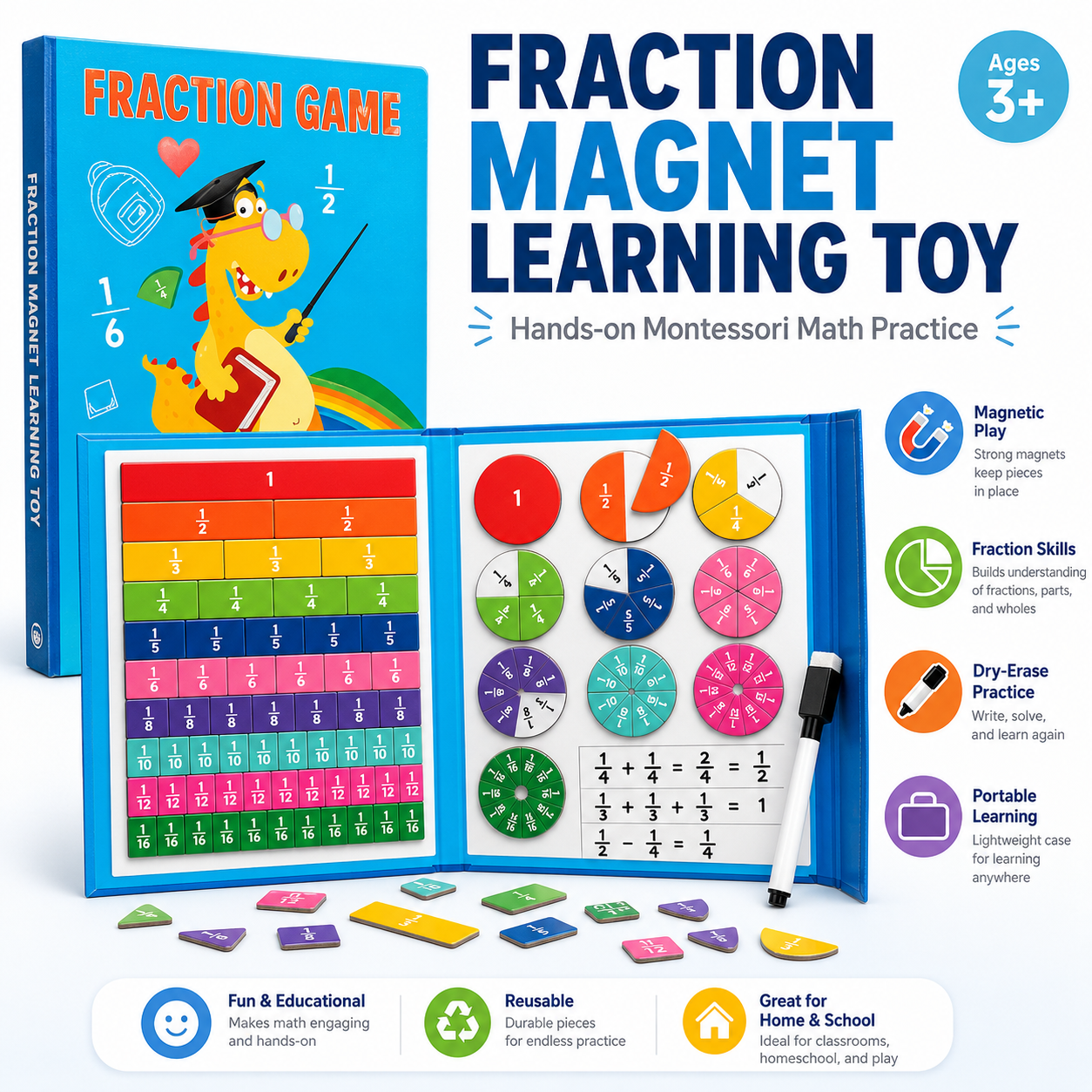 🔥 Montessori Kids Fraction Magnet Learning Toy 🎓
