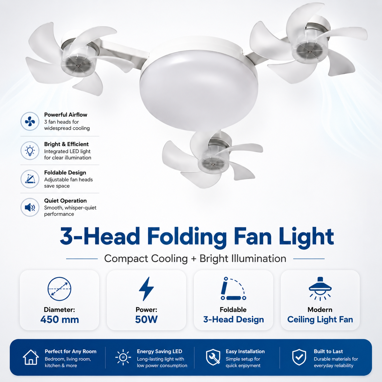 🔥LAST DAY 70% OFF🔥 2-in-1 E27 Ceiling Fan Light with Remote Control