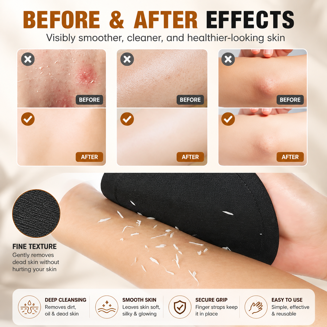 🧽 Nano-Frosted Exfoliating Body Scrub Pad