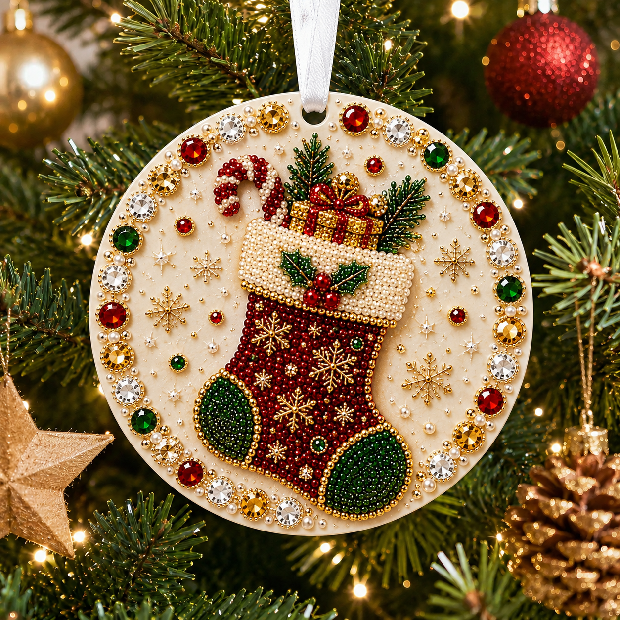 🌲✨ DIY Pearl & Gem Christmas Ornament Collection
