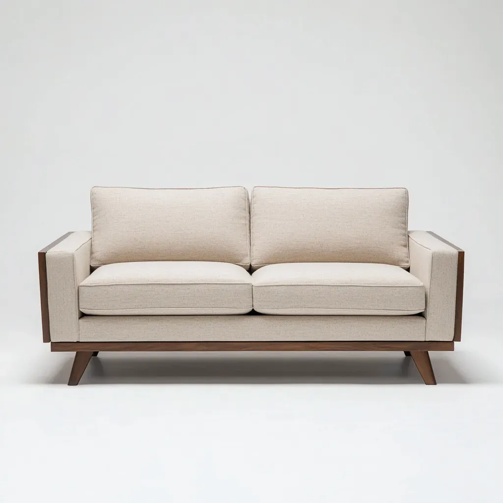 Canapé 2 places-tissu-bois-182x92x85 cm-beige-style moderne-Havoraiabode